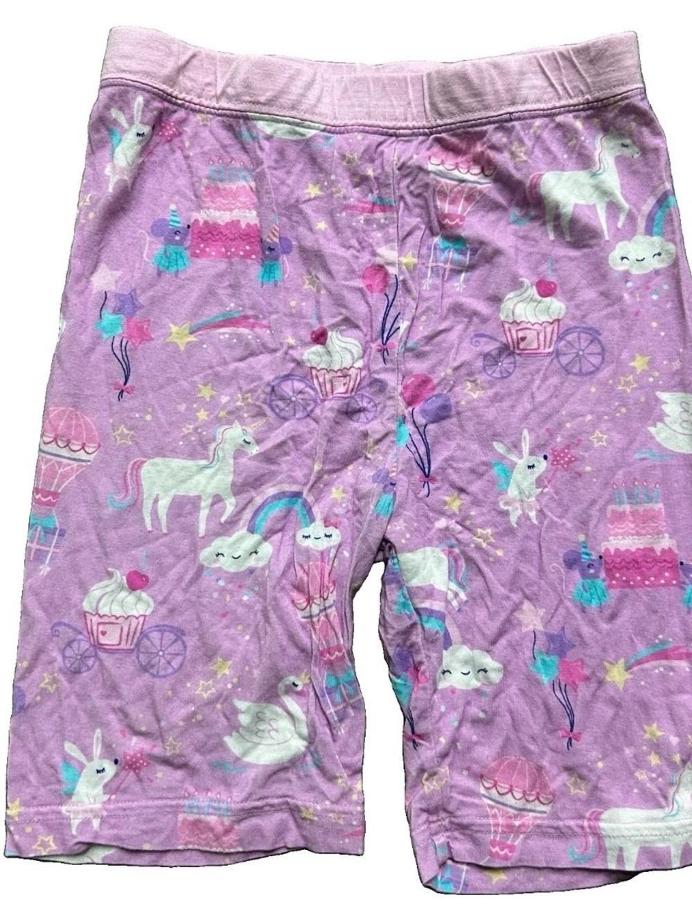 Girls Little Sleepies Pajama Shorts Size 7/8 Purple Unicorn